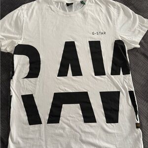G-Star White and Black Short Sleeve Tee with Bold Graphic